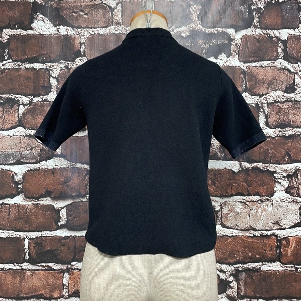 Zara Knit Short Sleeve Sweater Crew Neck Short Black Size Small S - Picture 10 of 16